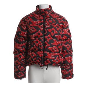 Louis Vuitton X Urs Fischer Red and Black Monogram Down Jacket.  IT38 Oversized